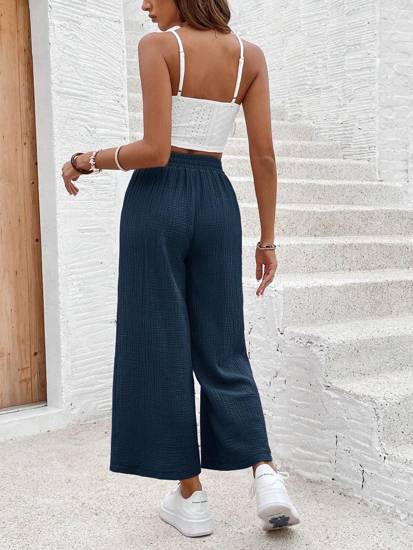 SHEIN GRANATOWE SPODNIE CASUAL S06__XS