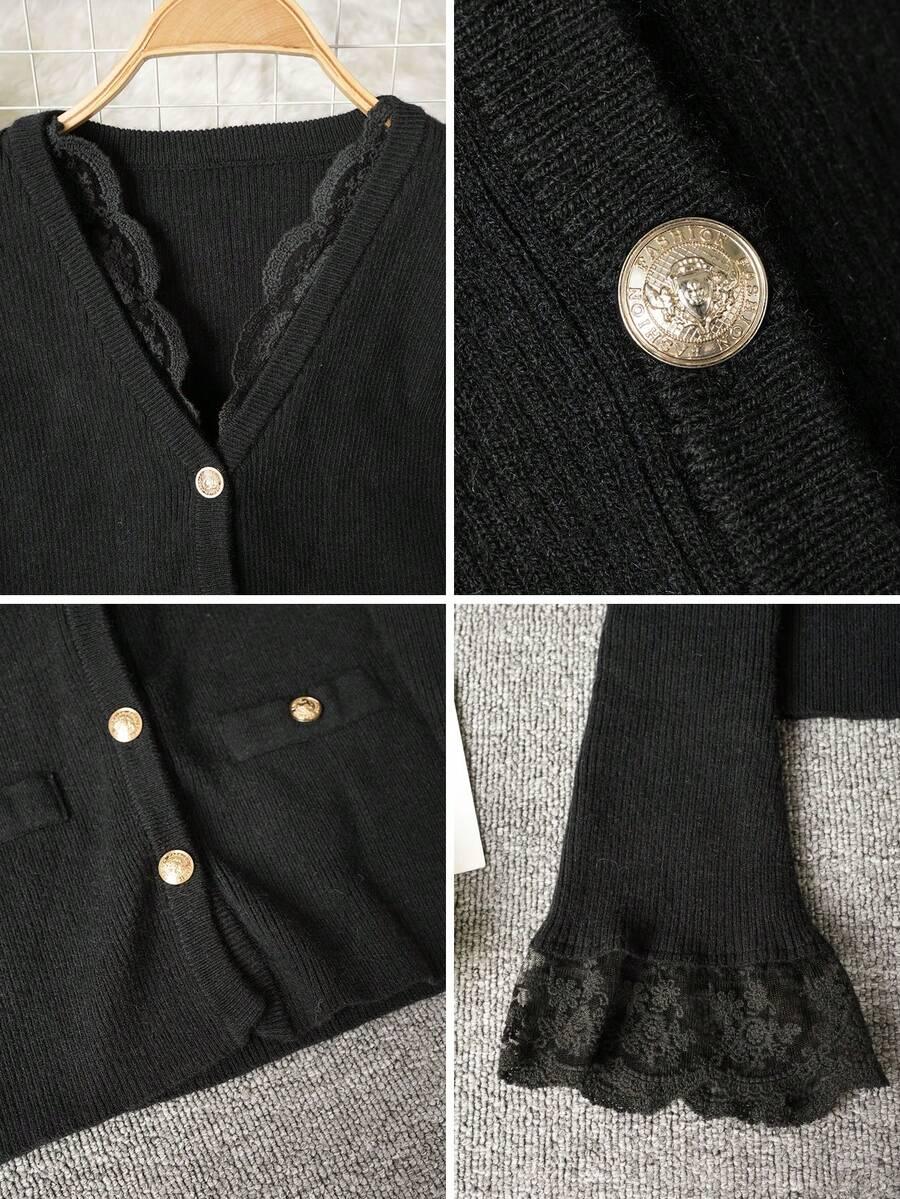 SHEIN CZARNY SWETER GUZIKI S06__S
