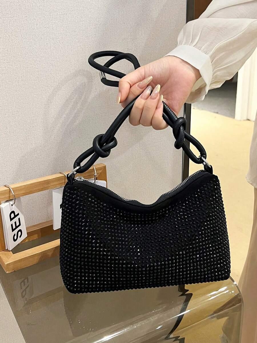 SHEIN CZARNA TOREBKA ZDOBIENIE S07__23,5X9,5X15,5CM
