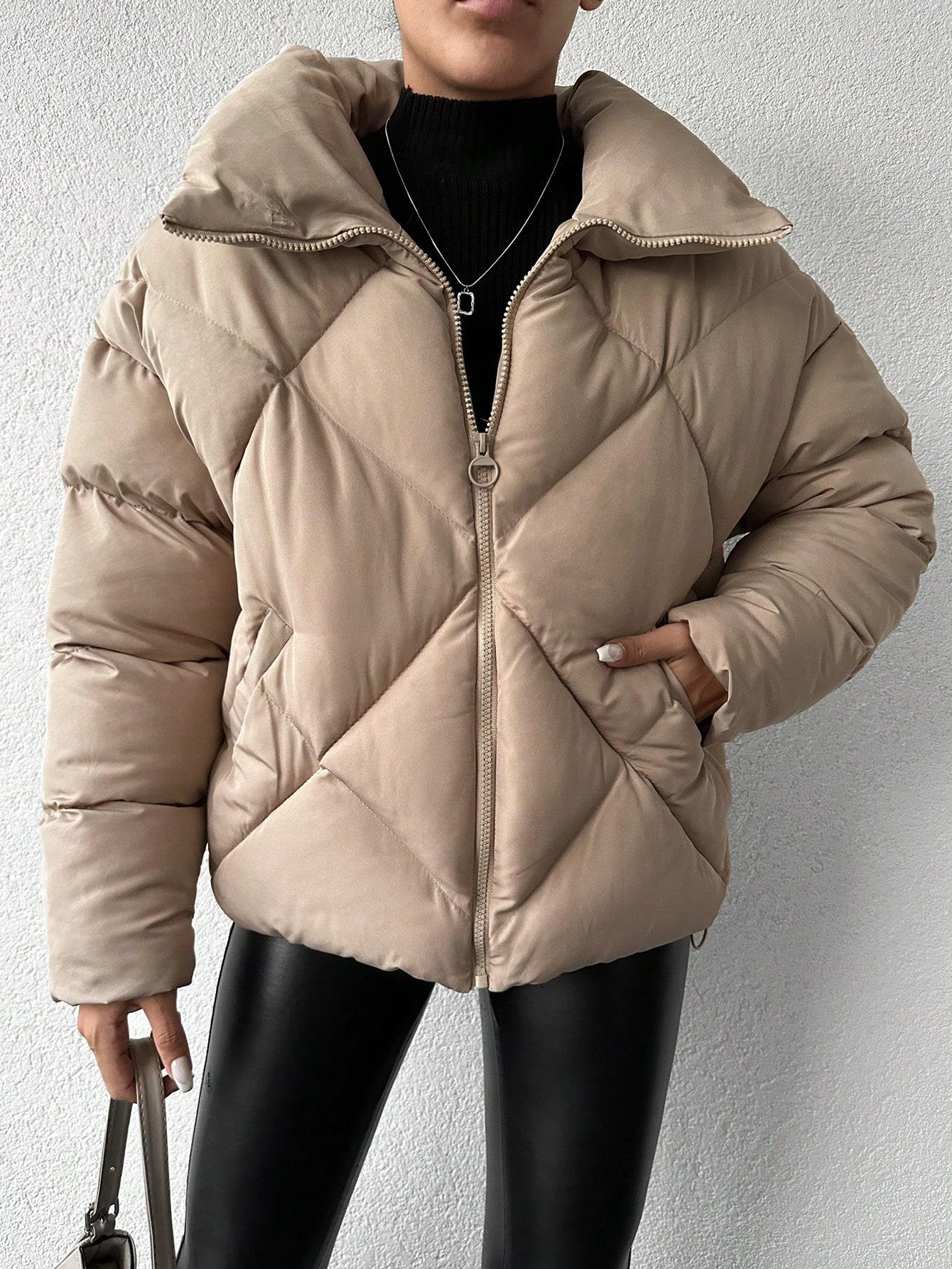 SHEIN BEŻOWA PIKOWANA KURTKA W01__S