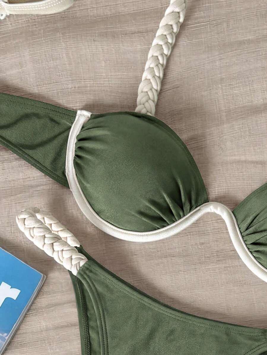 SHEIN ZIELONY DWUCZĘŚCIOWY STRÓJ KĄPIELOWY S09__S