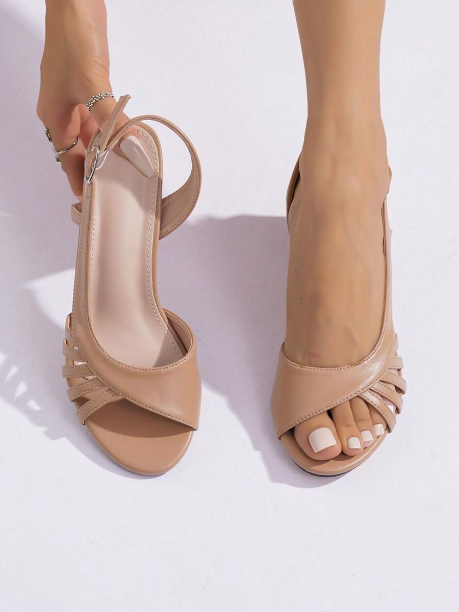 SHEIN BEŻOWE SANDAŁY NA OBCASIE S06__38