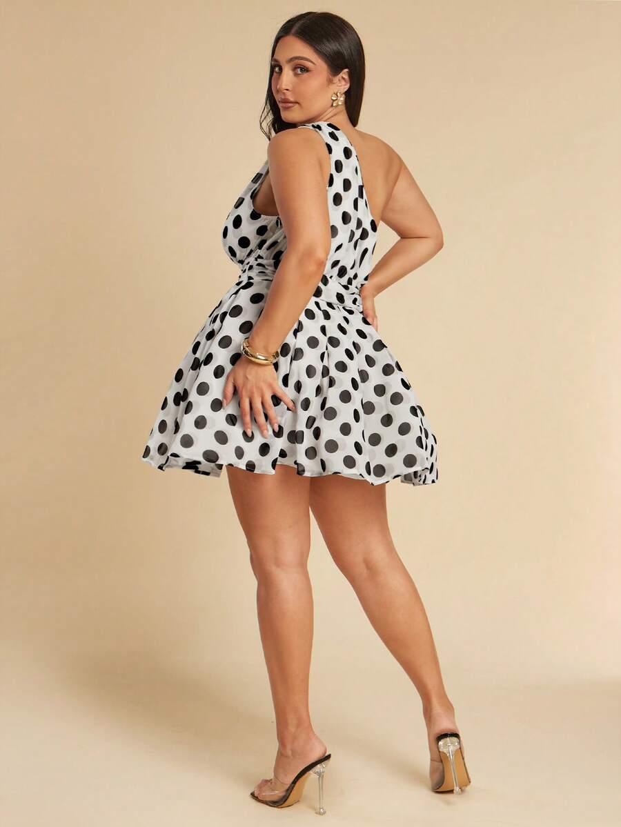SHEIN MINI SUKIENKA NA JEDNO RAMIĘ WZÓR GROSZKI S06__46