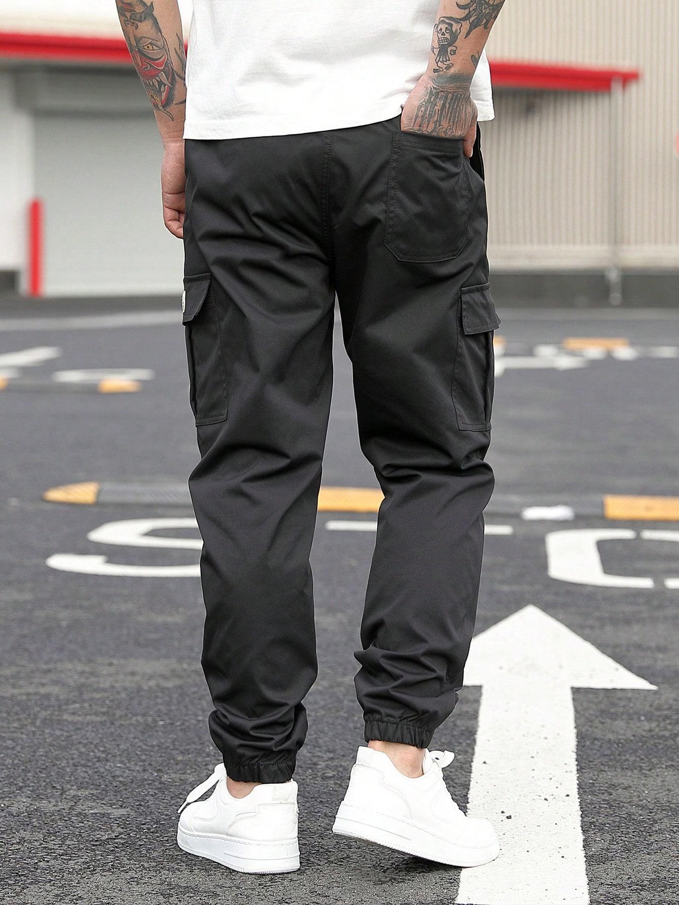 SHEIN CZARNE SPODNIE BOJÓWKI WIĄZANIE CASUAL S06__XXL