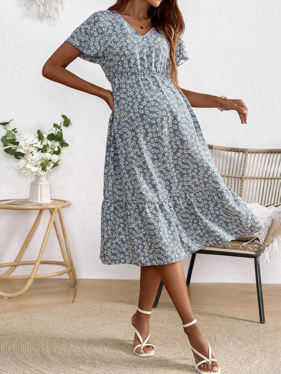 SHEIN MIDI SUKIENKA W KWIATY S06__XS