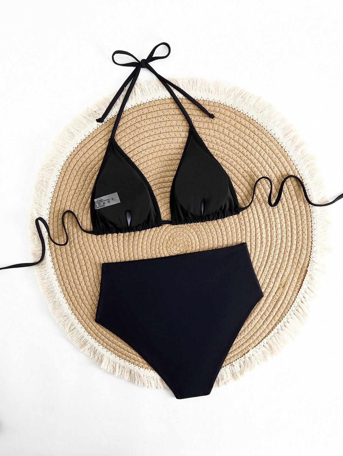 SHEIN CZARNY DWUCZĘŚCIOWY STRÓJ KĄPIELOWY S09__S