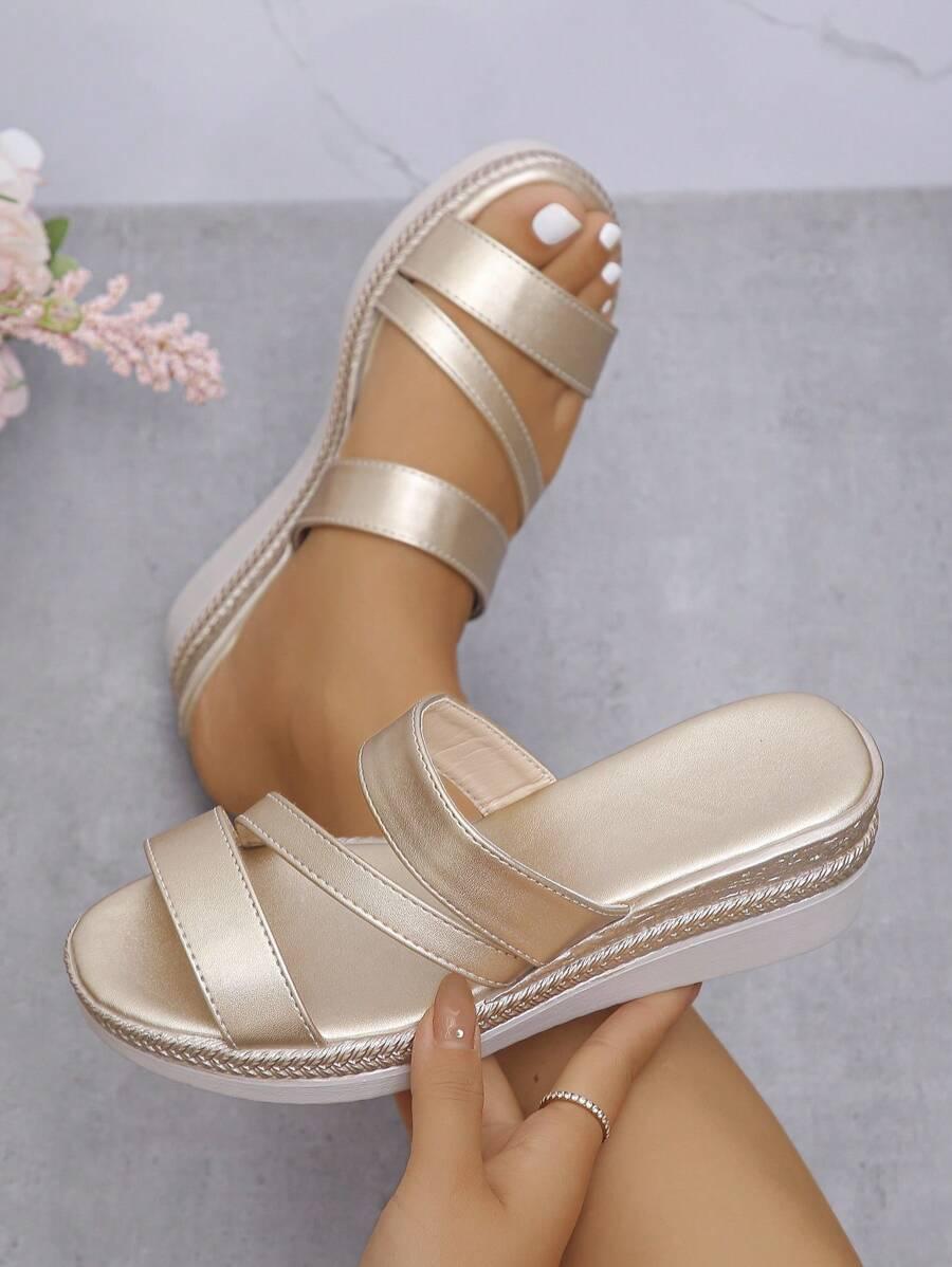 SHEIN ZŁOTE KLAPKI PLATFORMA S06__39