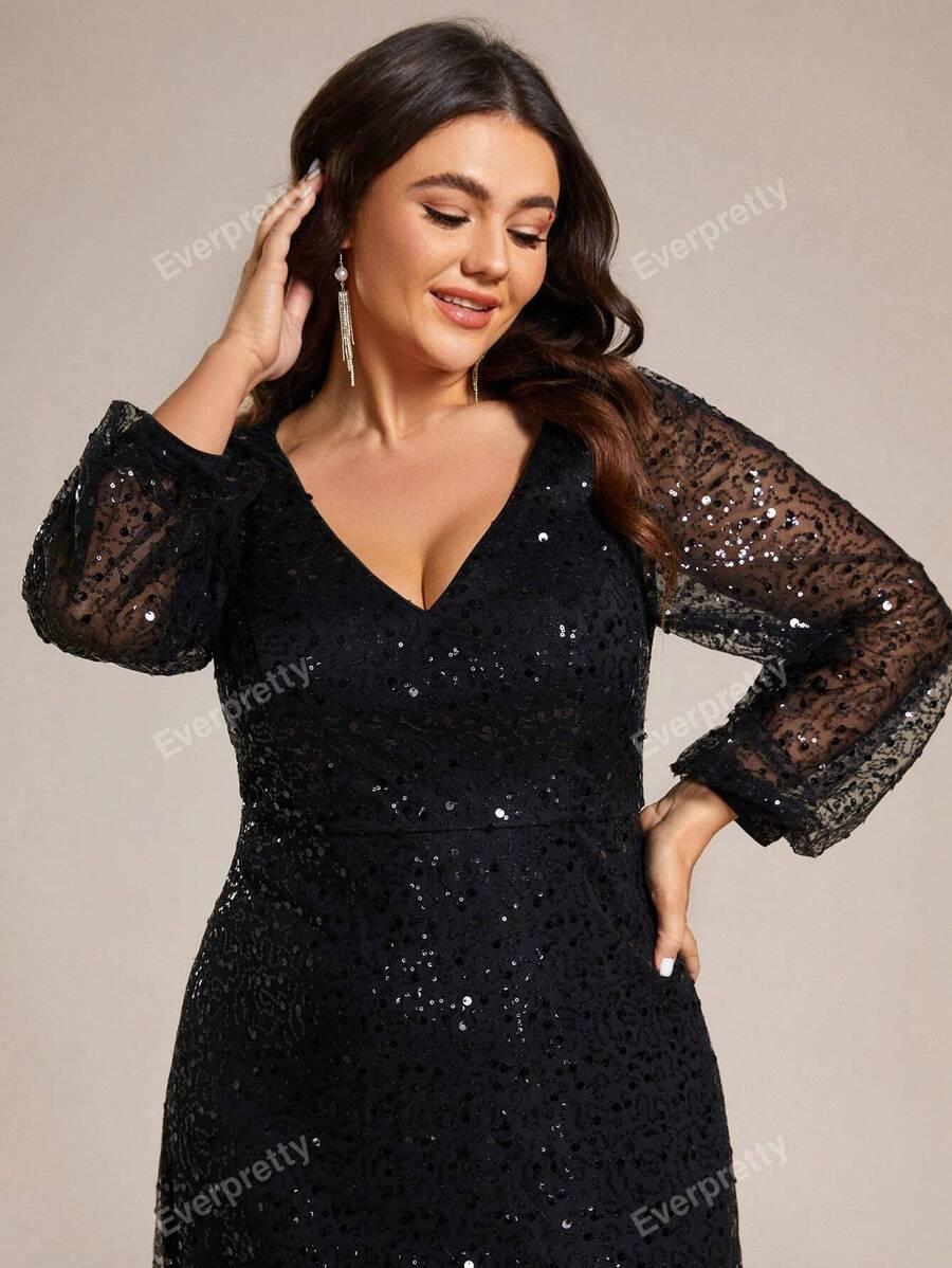 EVERPRETTY CZARNA SUKIENKA CEKINY S06__XXL
