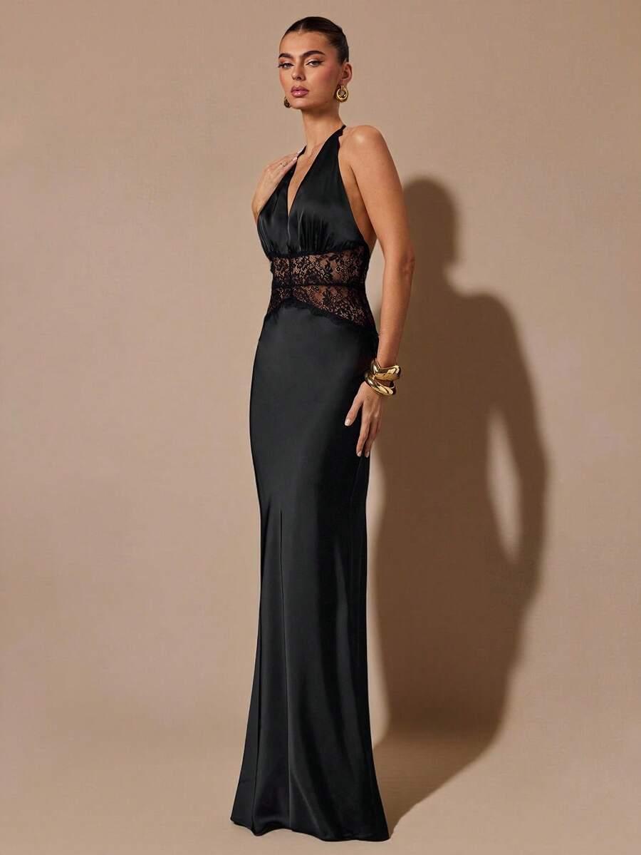 SHEIN CZARNA MAXI SUKIENKA