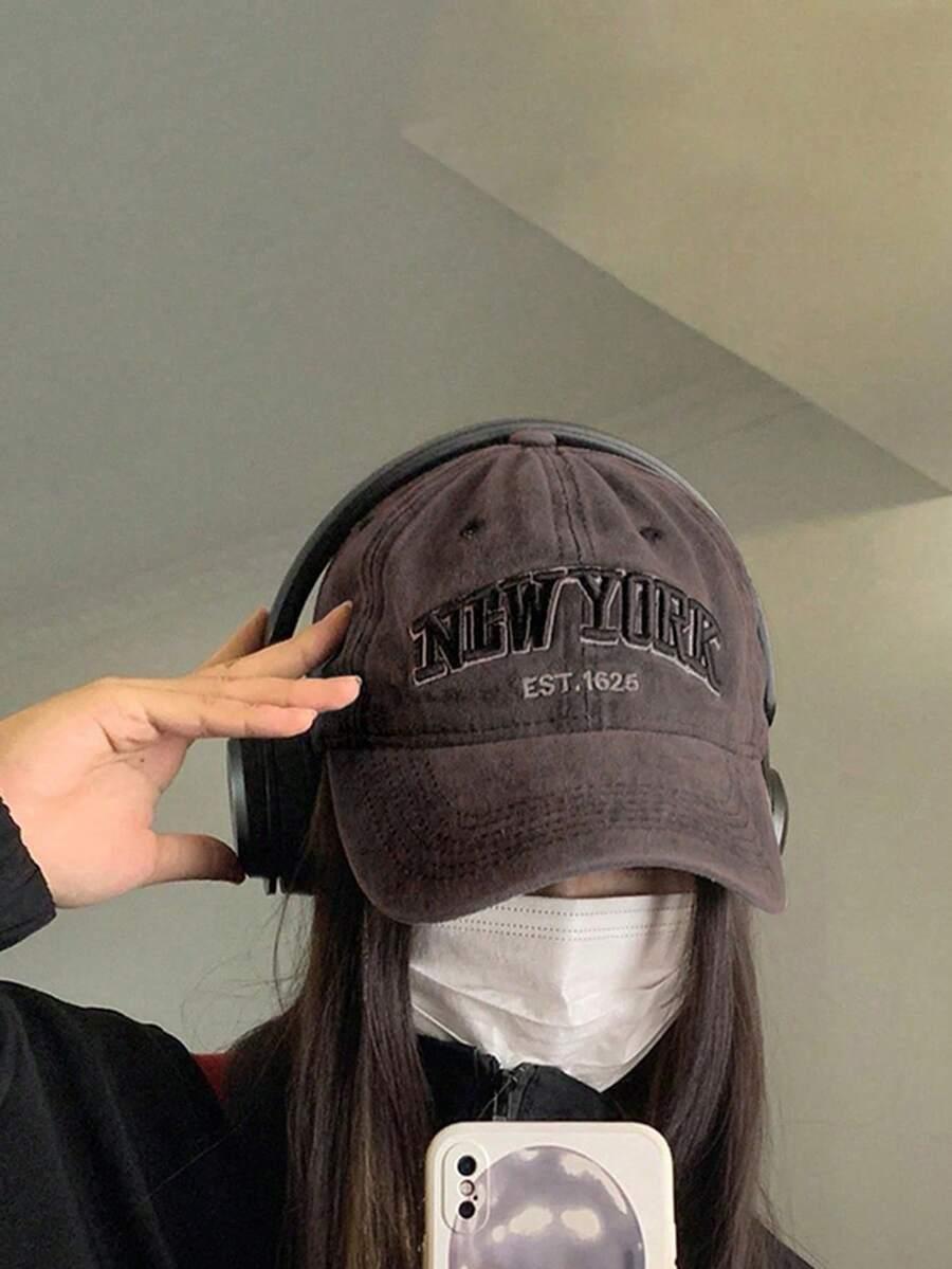 SHEIN SZARA CZAPKA Z DASZKIEM NAPIS S07__OS