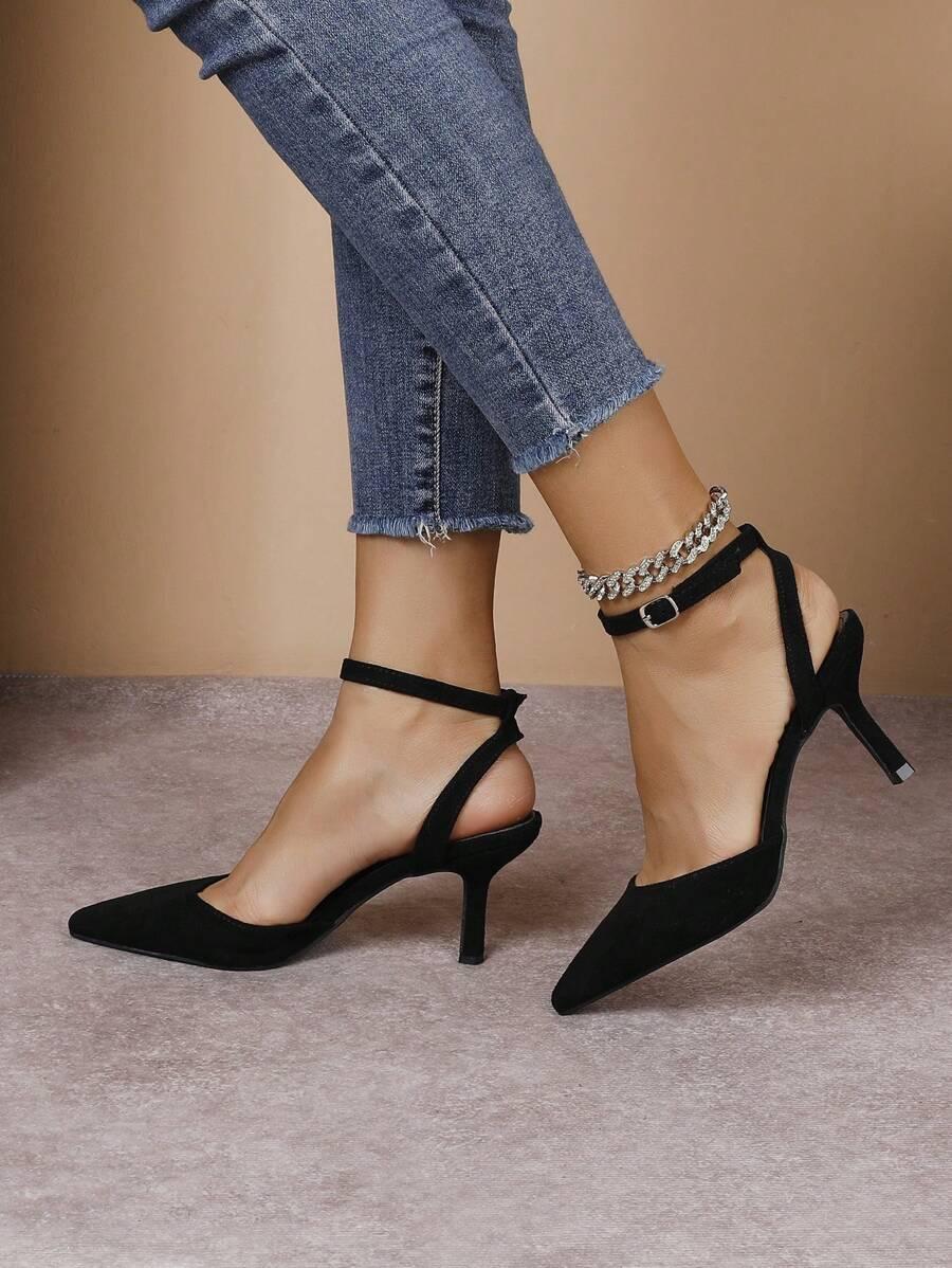 SHEIN KLASYCZNE CZARNE CZÓŁENKA SZPILKA SZPIC S06__36