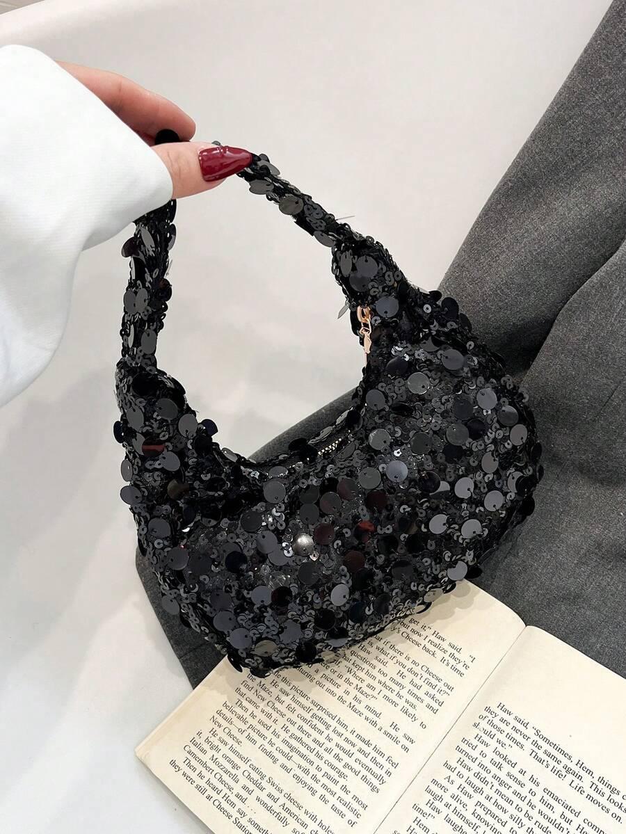 SHEIN CZARNA TOREBKA CEKINY S07__21X21