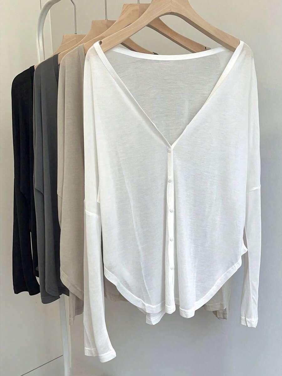 SHEIN SZARA BLUZKA DŁUGI RĘKAW S06__OS