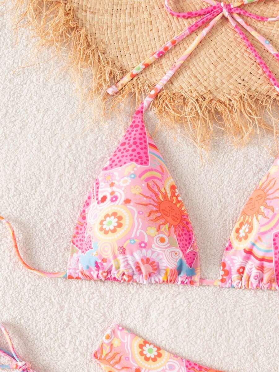 SHEIN TRZYCZĘŚCIOWY STRÓJ KĄPIELOWY WZÓR S09__L
