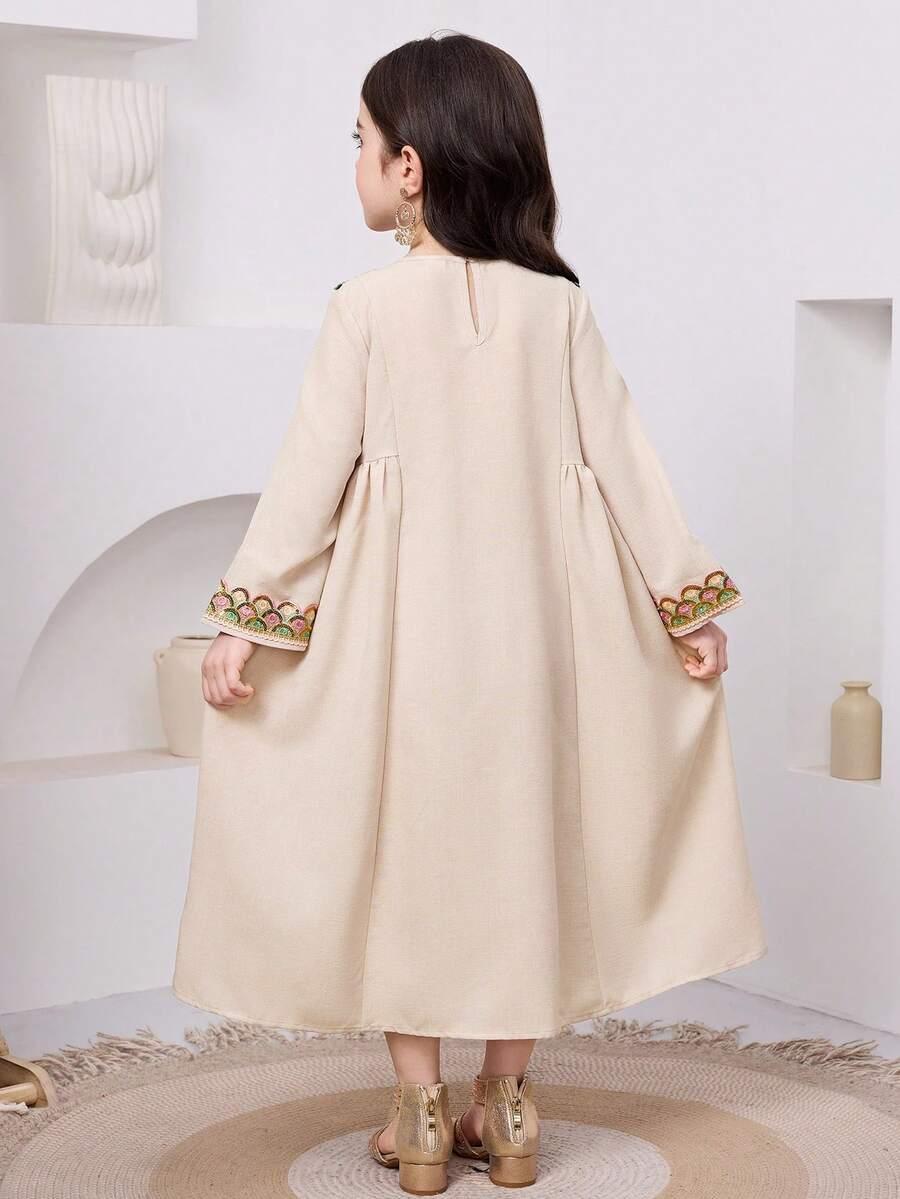 SHEIN BEŻOWA SUKIENKA ZDOBIENIE S06__98-104