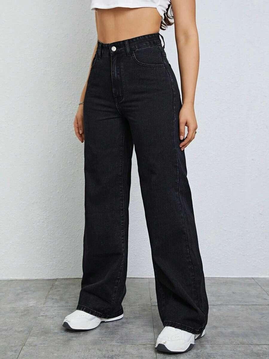 SHEIN CZARNE SPODNIE JEANS S06__158/164