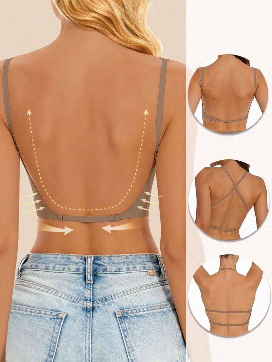SHEIN BRĄZOWY BEZSZWOWY BIUSTONOSZ S06__L