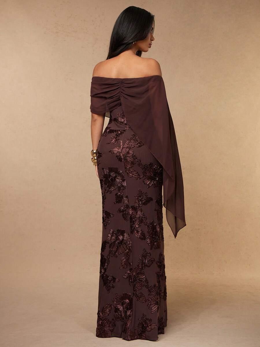 SHEIN BRĄZOWA MAXI SUKIENKA S06__S