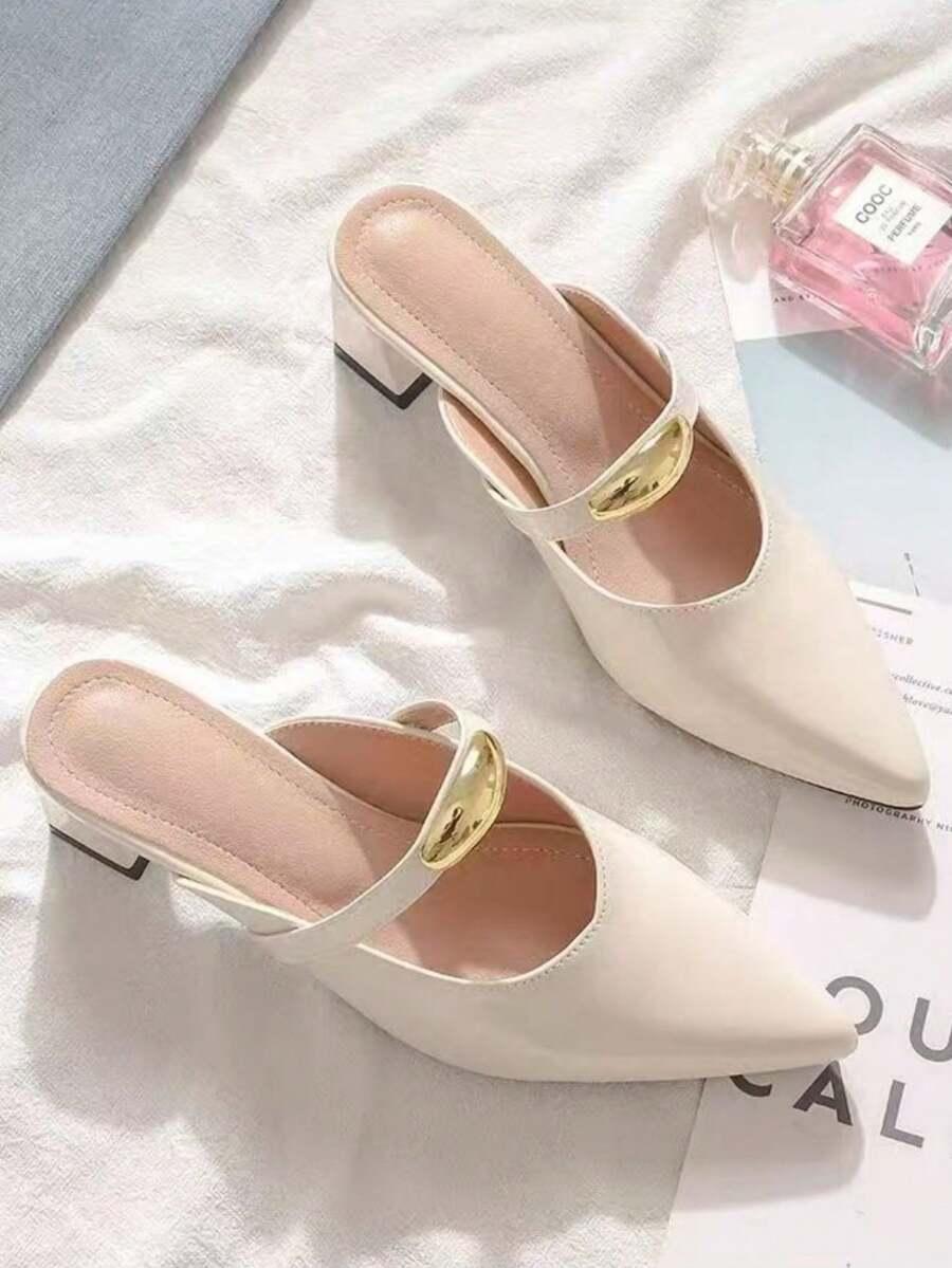 SHEIN BIAŁE KLAPKI SZPIC OBCAS S06__38