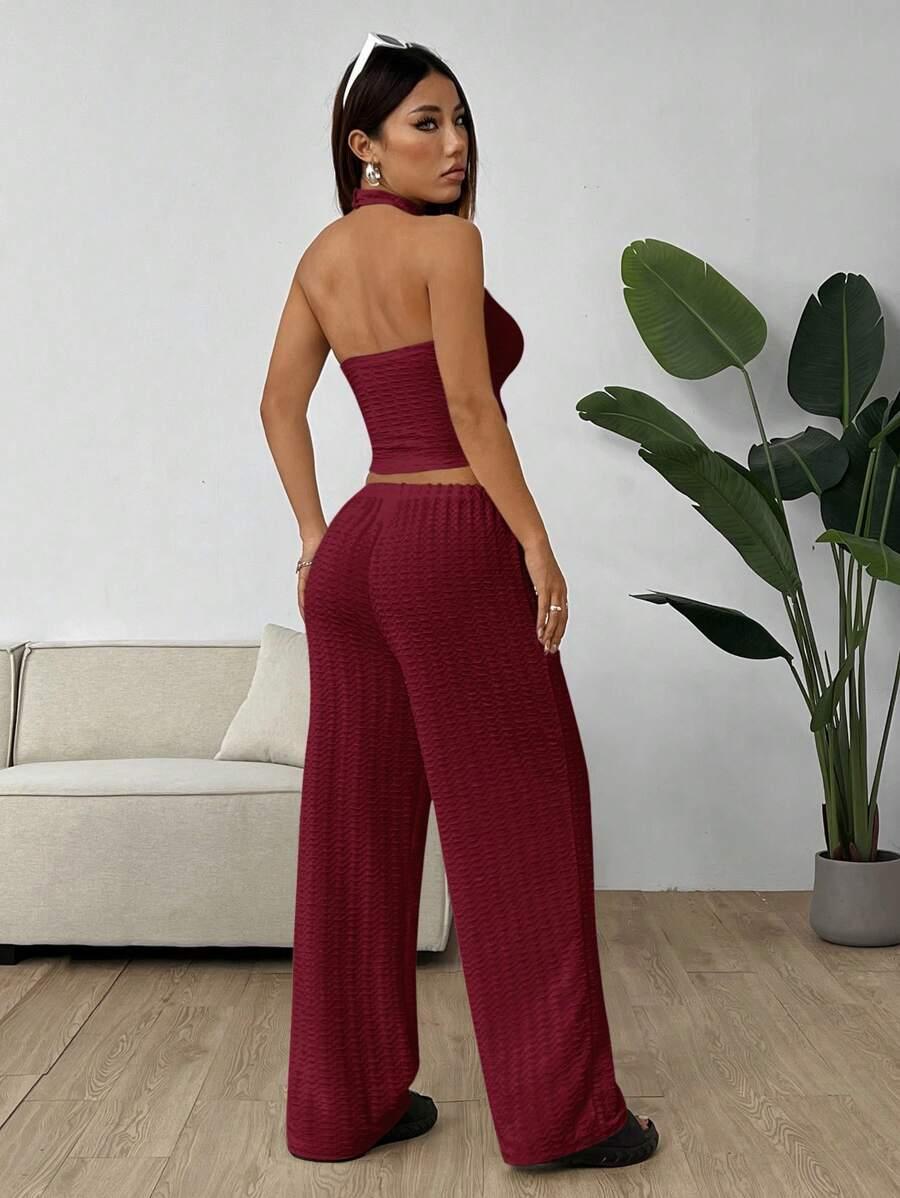 SHEIN BORDOWY KOMPLET TOP SPODNIE S06__S