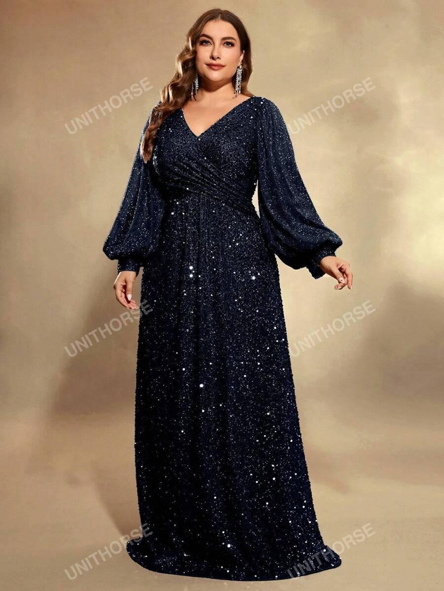 SHEIN GRANATOWA MAXI SUKIENKA CEKINY S06__50