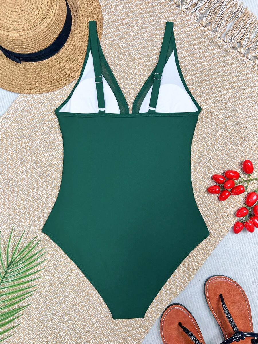 SHEIN ZIELONY JEDNOCZĘŚCIOWY STRÓJ KĄPIELOWY S09__L