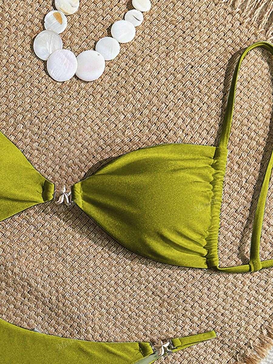 SHEIN ZIELONY DWUCZĘŚCIOWY STRÓJ KĄPIELOWY S09__M