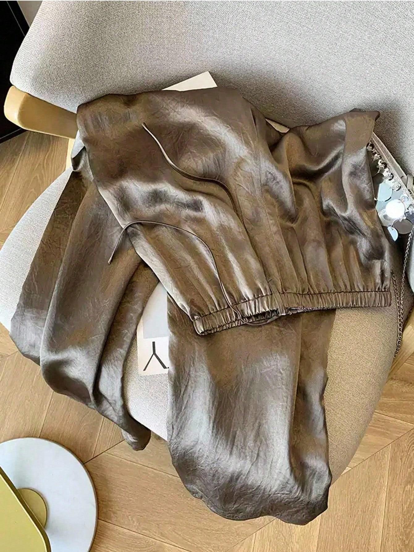 SHEIN BRĄZOWE SPODNIE CASUAL S06__XL