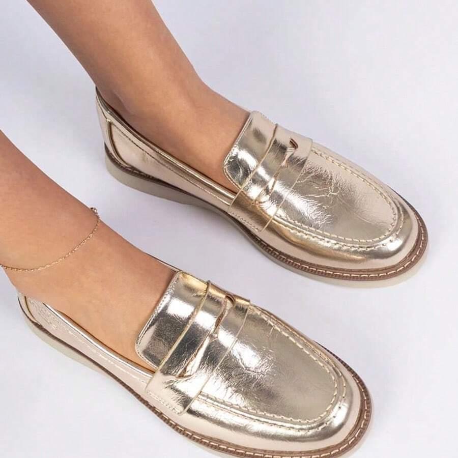 SHEIN ZŁOTE MOKASYNY CASUAL S06__39
