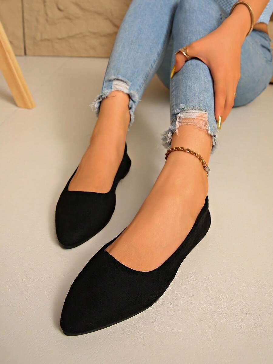 SHEIN CZARNE BALERINY SZPIC S06__40,5