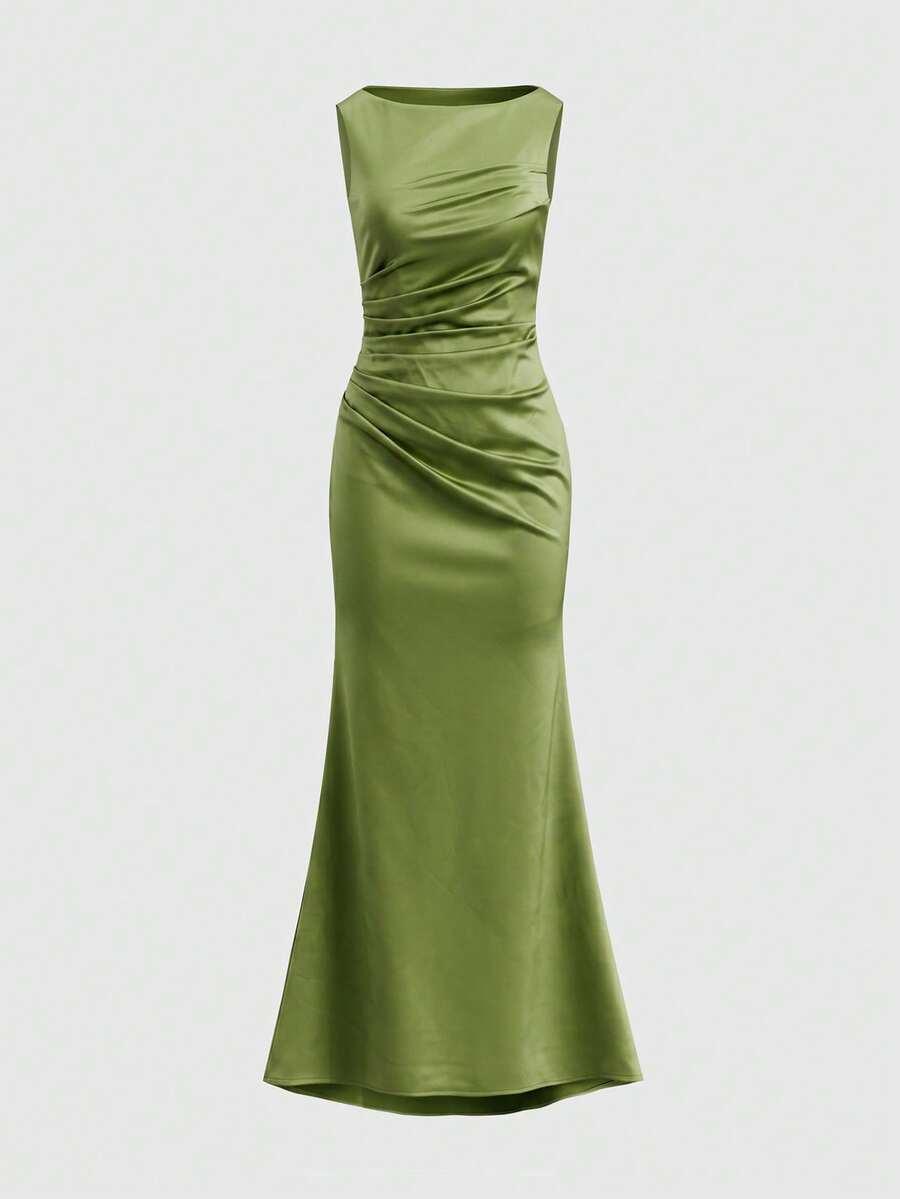 SHEIN ZIELONA MAXI SUKIENKA BEZ RĘKAWÓW S06__S