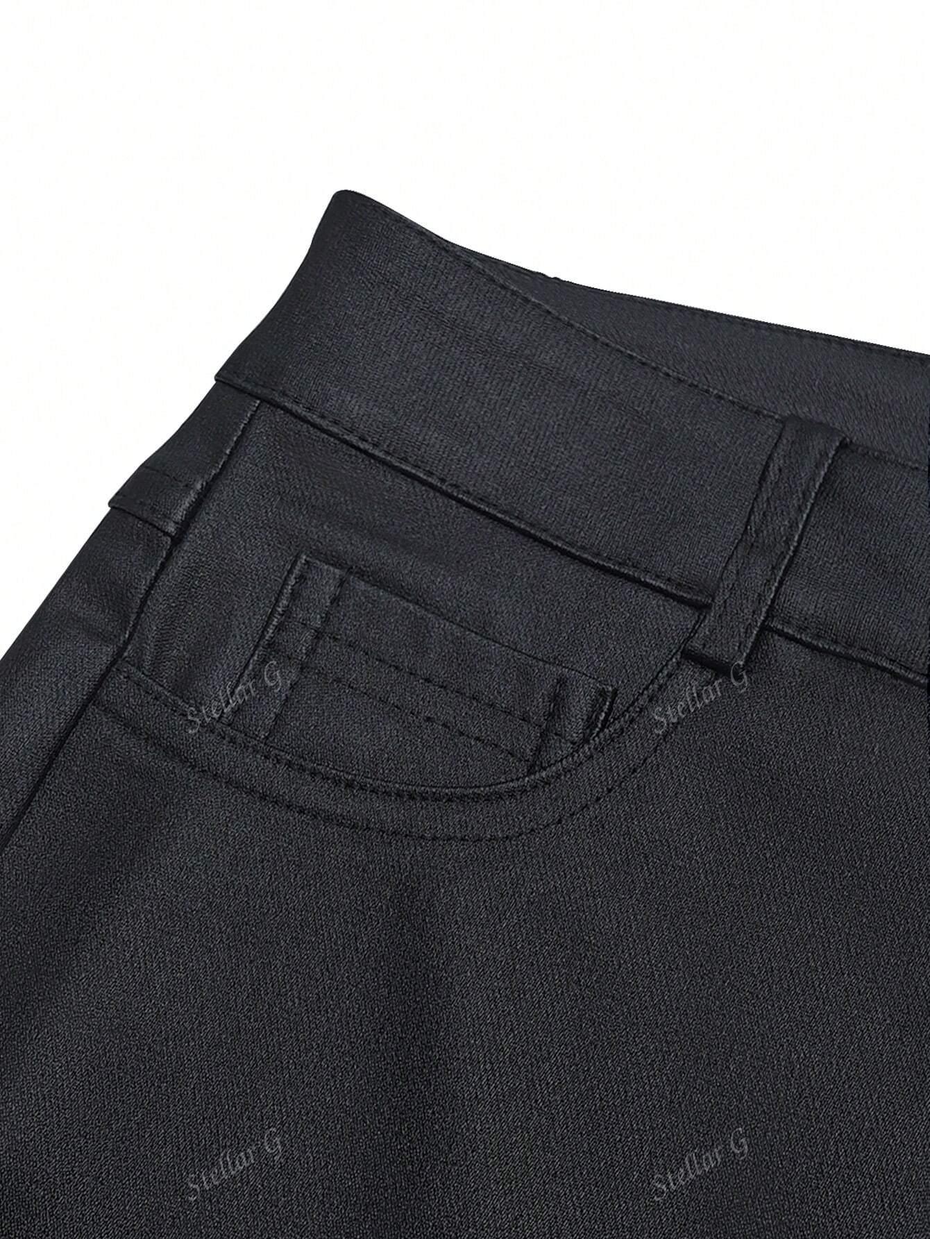 SHEIN CZARNE SPODNIE IMITACJA SKÓRY S06__L