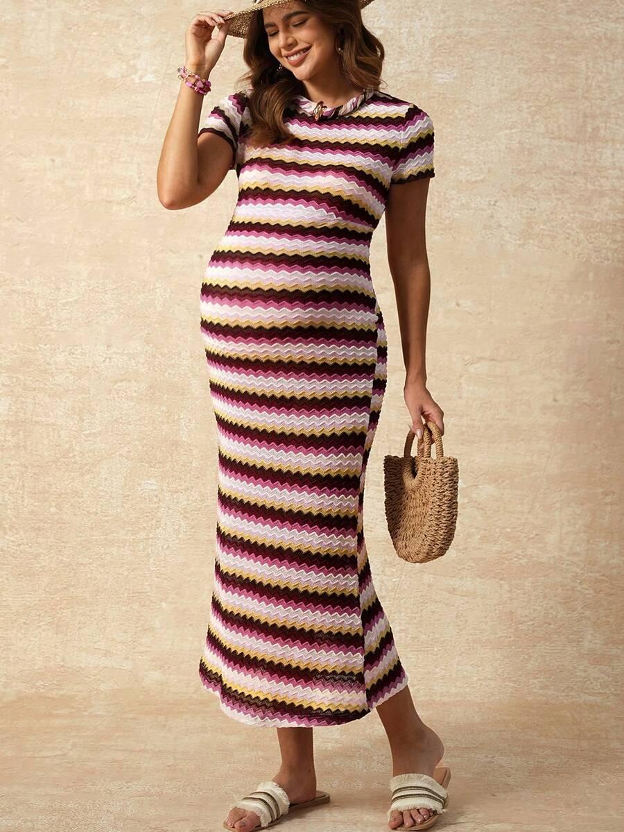BOHO MAMA DZIANINOWA MAXI SUKIENKA CIĄŻOWA S06__M