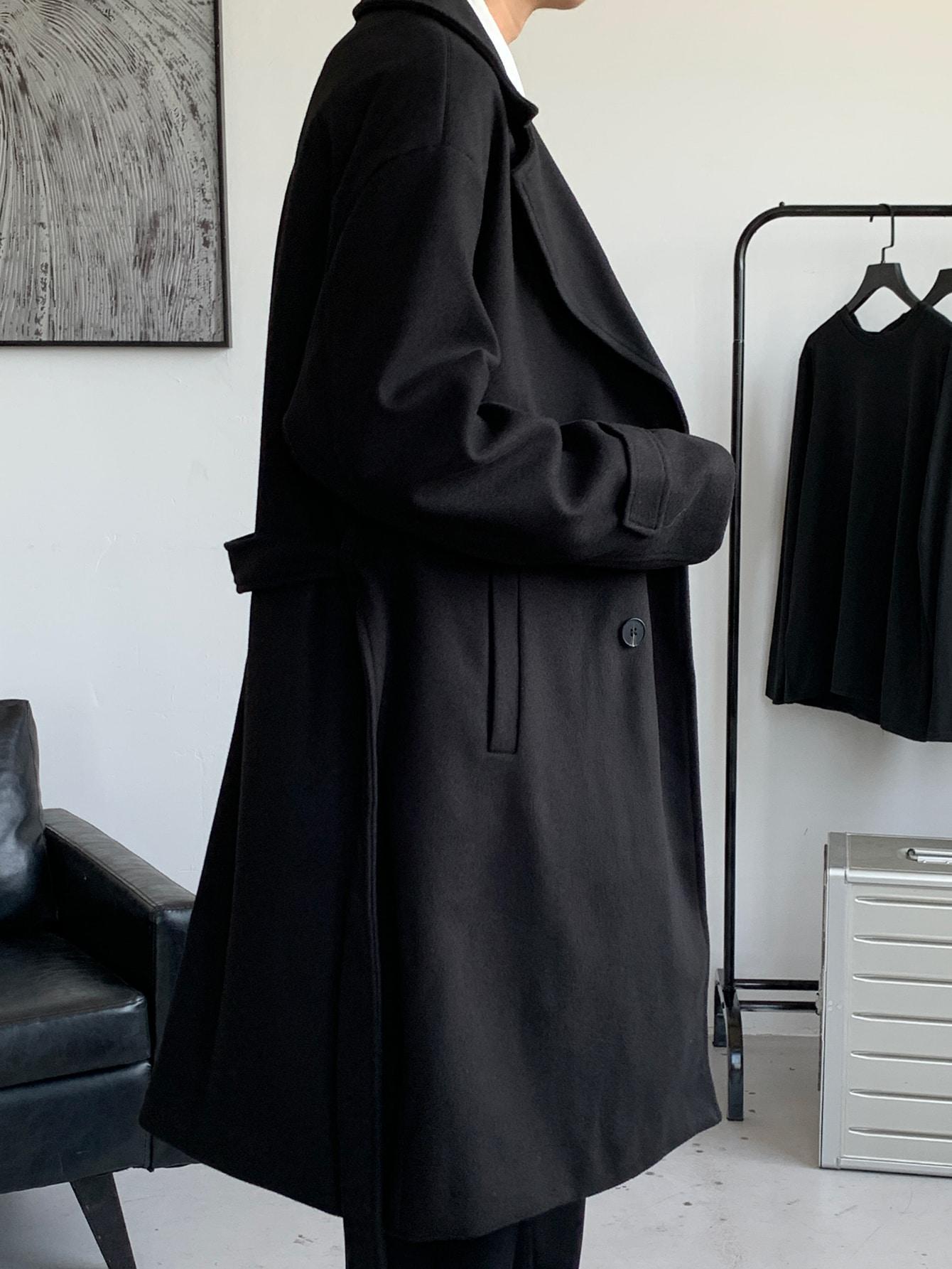 SHEIN CZARNY KLASYCZNY PŁASZCZ W01__XL