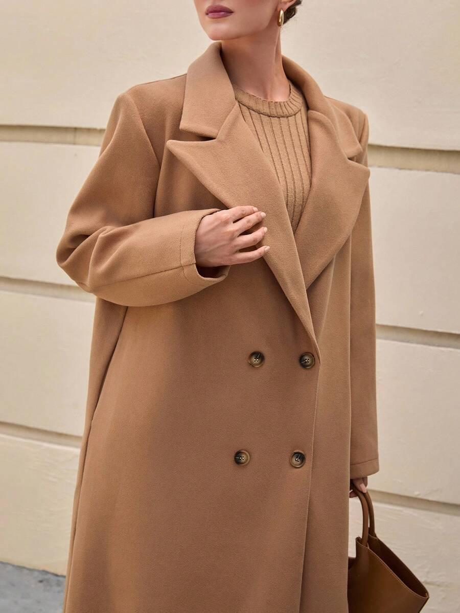 CLARA VERO BRĄZOWA PŁASZCZ GUZIKI W01__XS