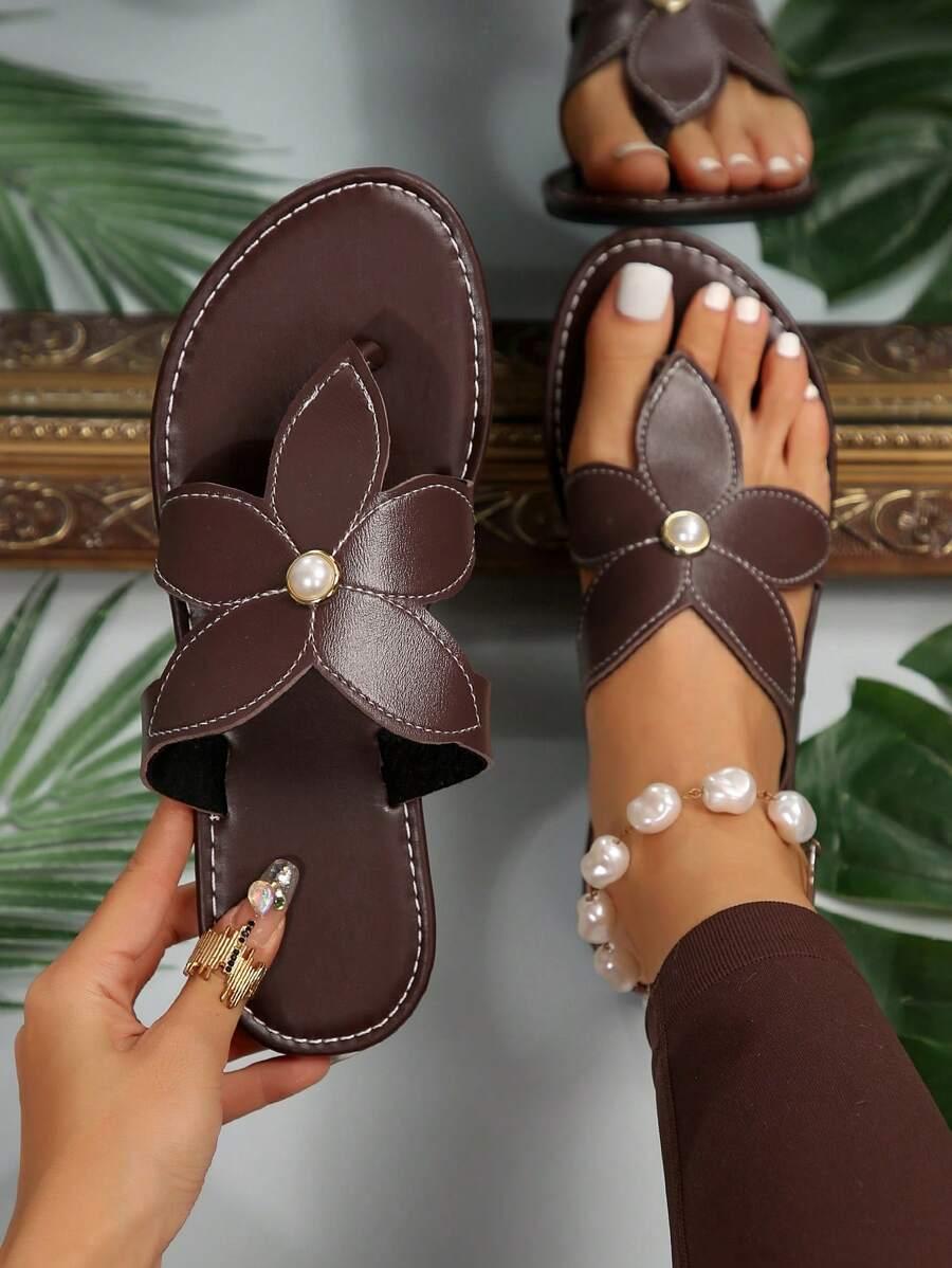 SHEIN BRĄZOWE JAPONKI ZDOBIENIE S06__36,5