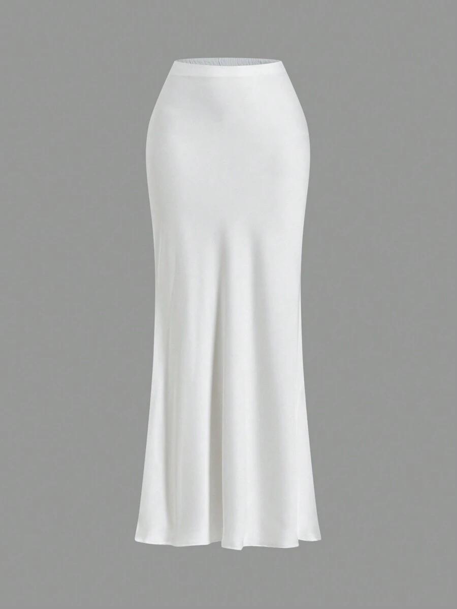 SHEIN BIAŁA SATYNOWA MAXI SPÓDNICA S06__XL