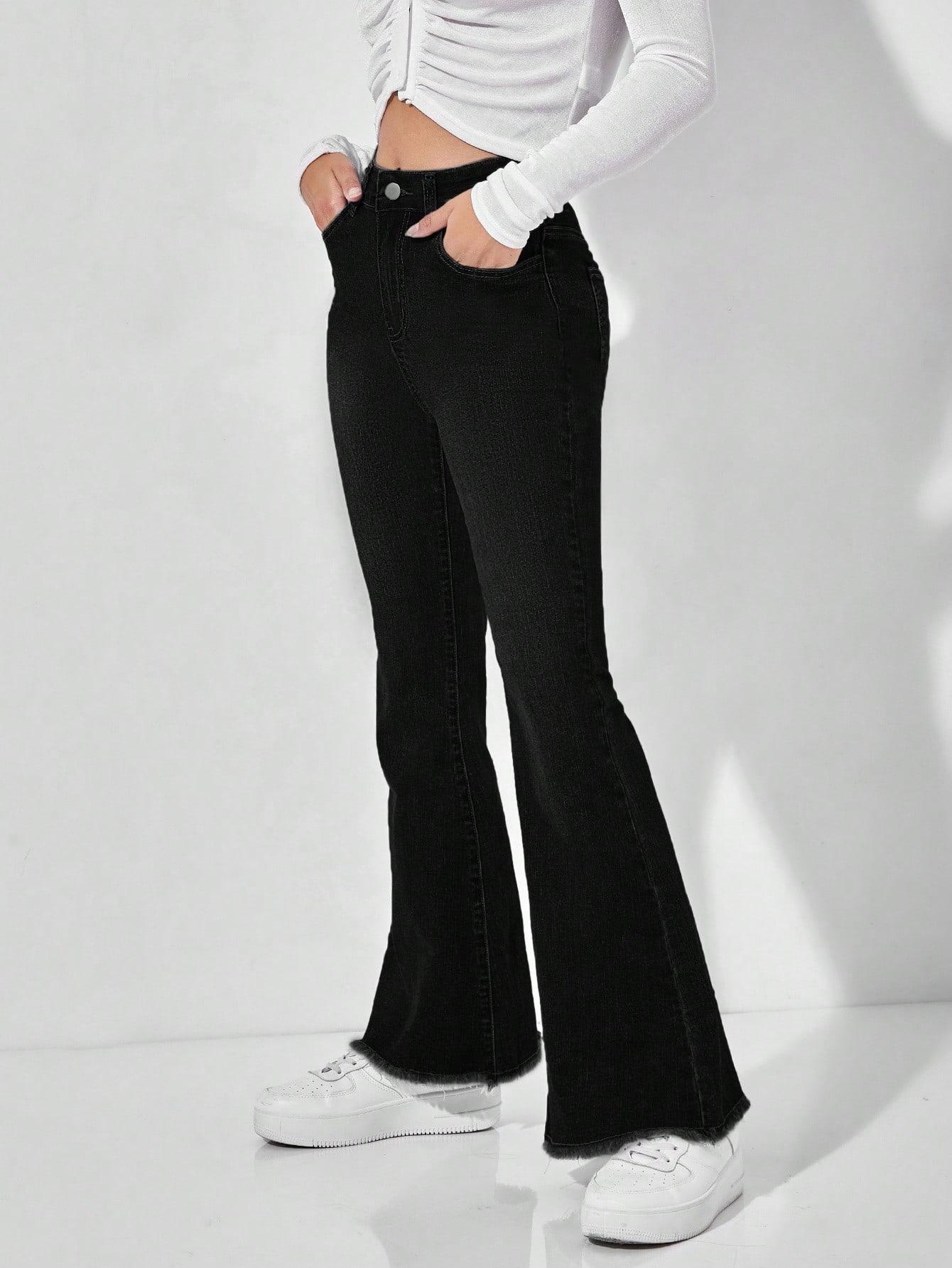 SHEIN CZARNE SPODNIE JEANS DZWONY FLARE S06__XS