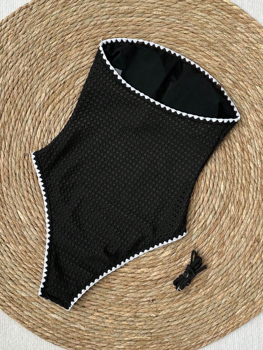 SHEIN CZARNY JEDNOCZĘŚCIOWY STRÓJ KĄPIELOWY S09__L