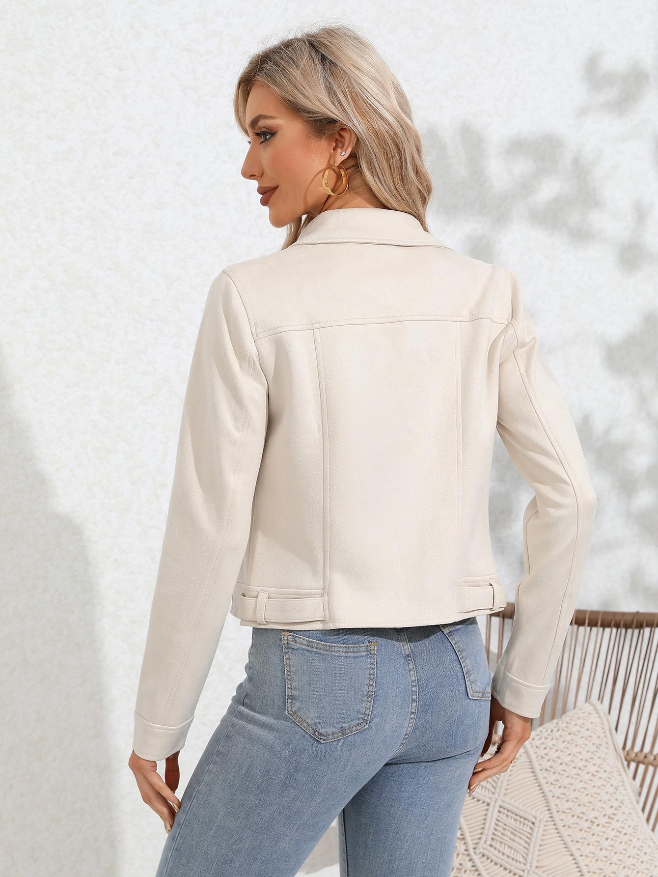 SHEIN BEŻOWA KURTKA IMITACJA ZAMSZU S06__M