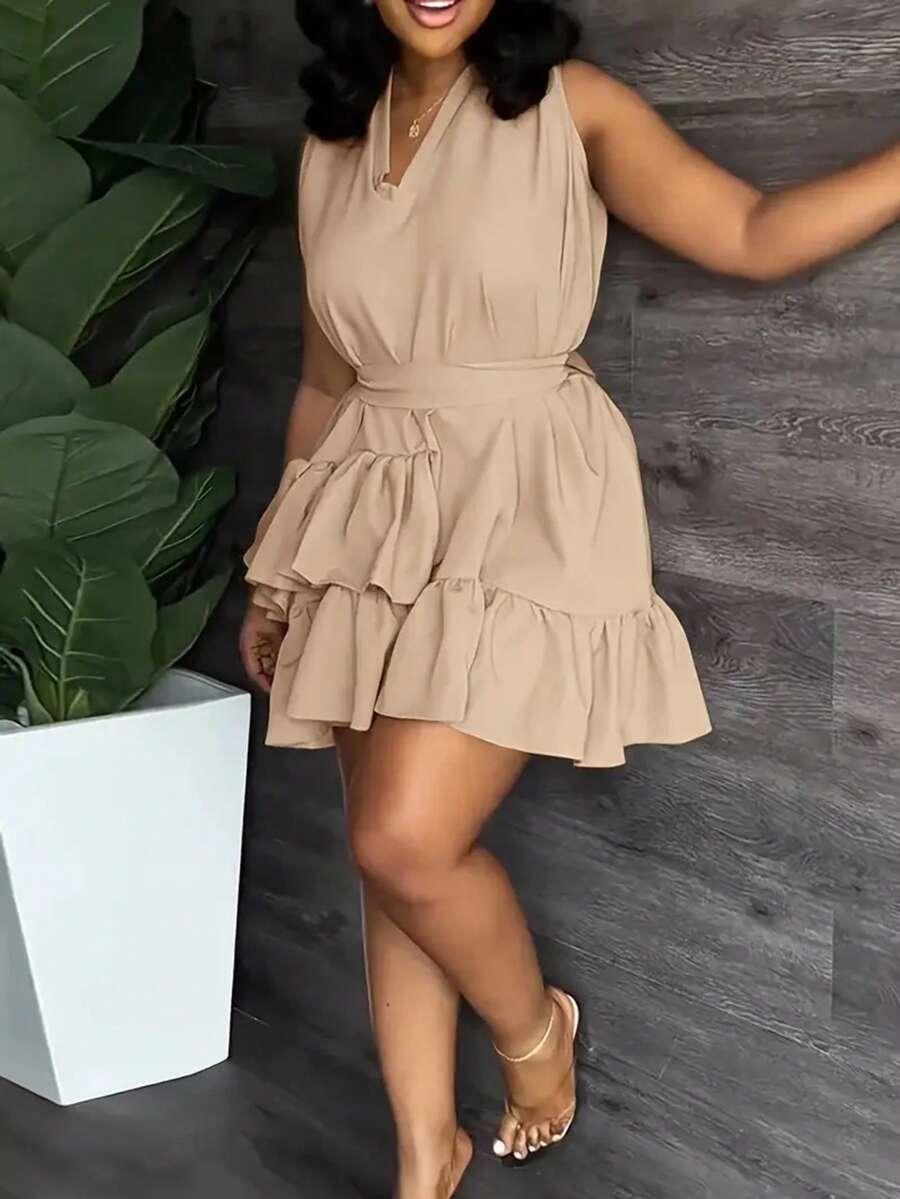 SHEIN CZARNA MINI SUKIENKA FALBANY PK01__50
