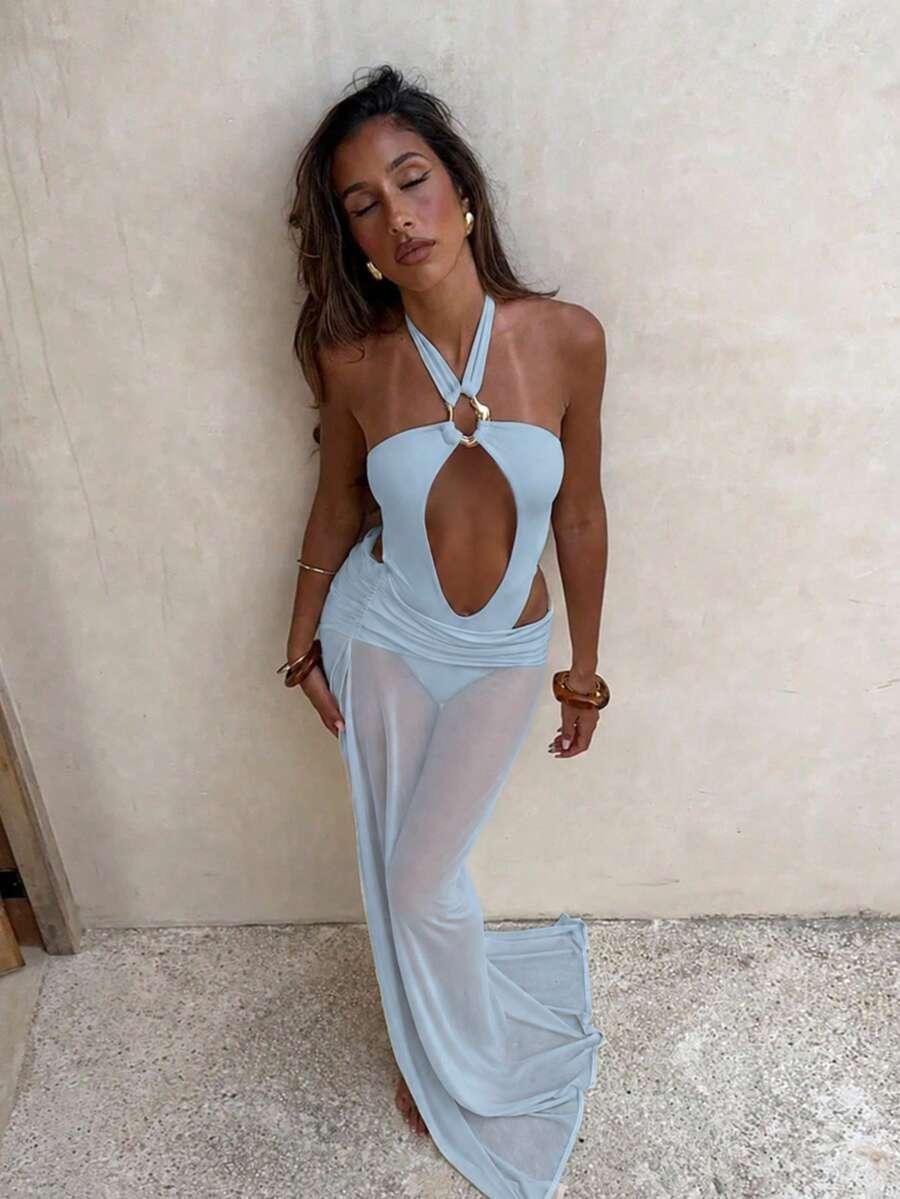 SHEIN NIEBIESKA PLAŻOWA SPÓDNICA PK01__XS