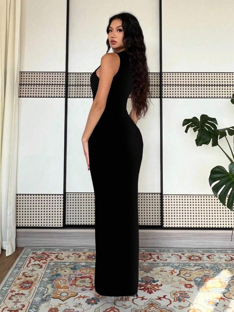 ISLALUNA CZARNA MAXI SUKIENKA S06__S