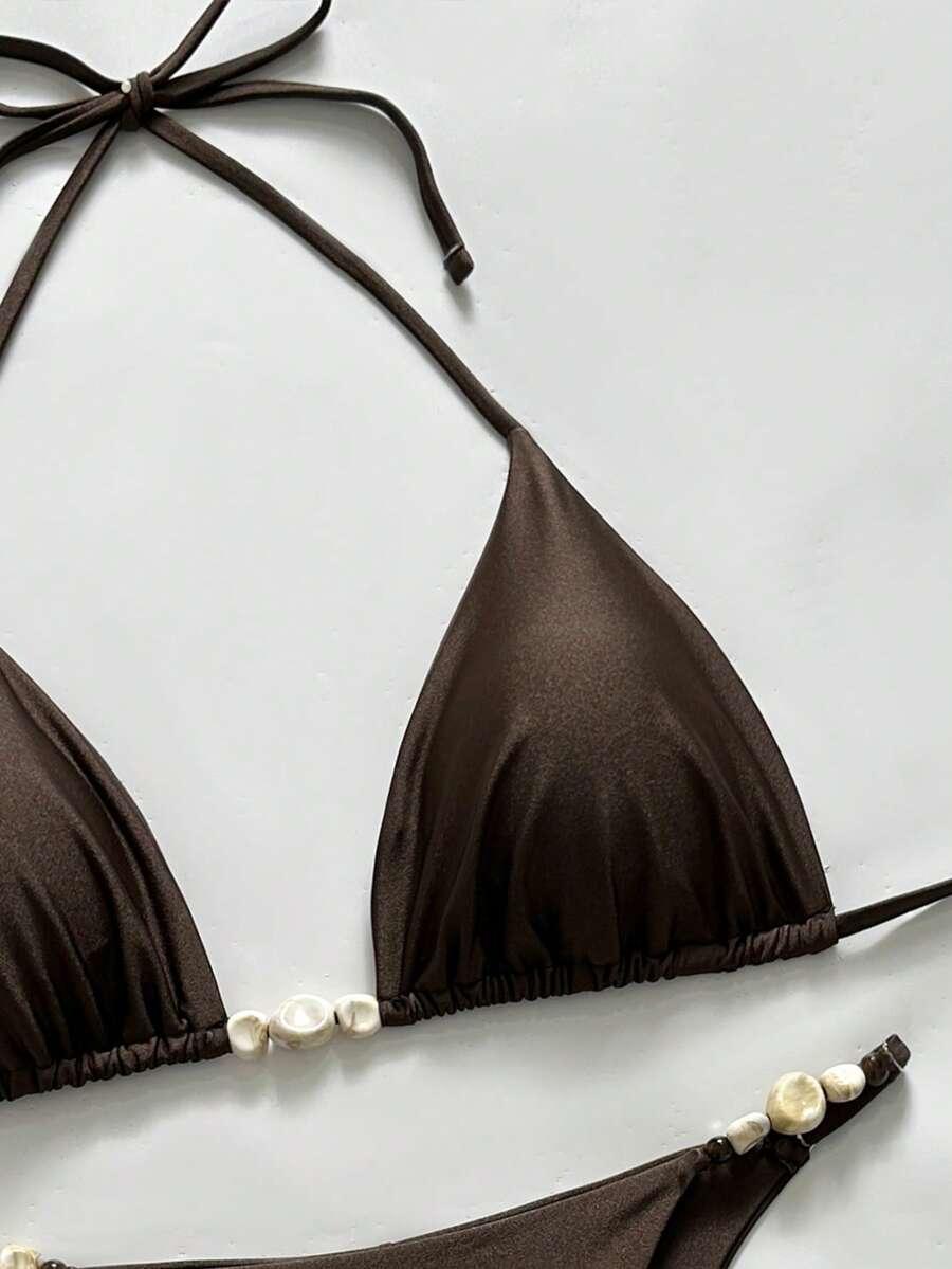 SHEIN BRĄZOWY DWUCZĘŚCIOWY STRÓJ KĄPIELOWY S09__50