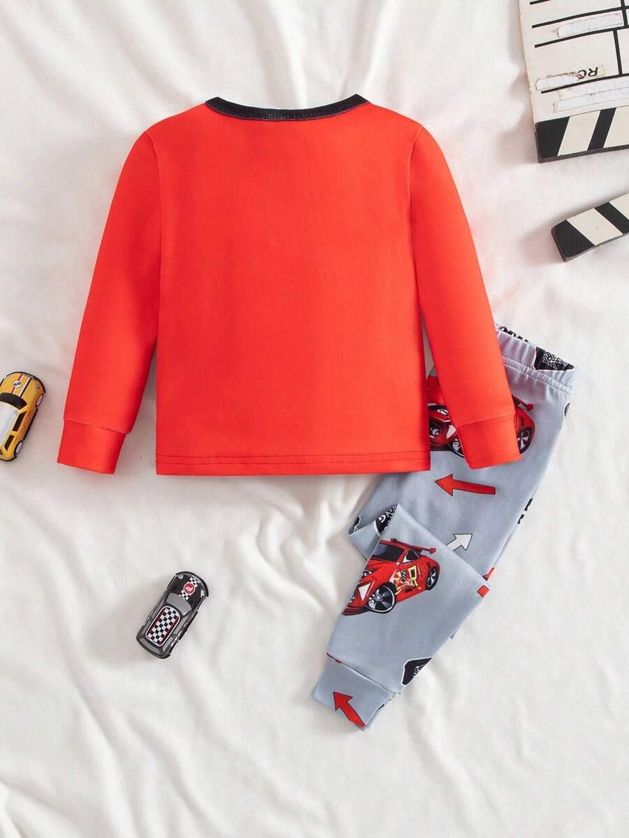 SHEIN PIŻAMA BLUZKA Z DŁUGIM RĘKAWEM SPODNIE WZÓR PRINT S06__98/104