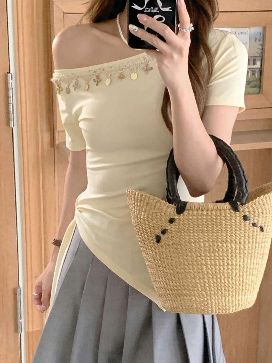 DAZY ŻÓŁTA BLUZKA KRÓTKI RĘKAW S06__XL