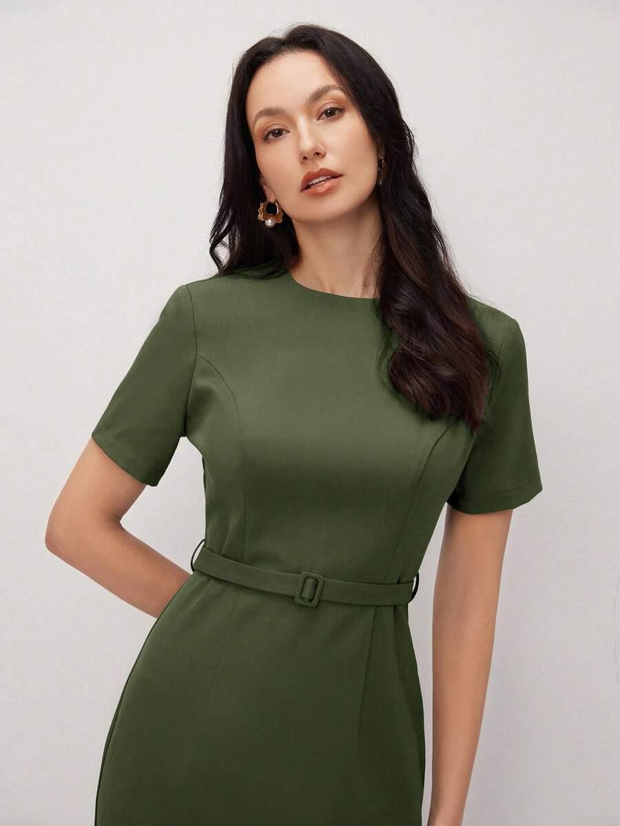 SHEIN ZIELONA SUKIENKA KRÓTKI RĘKAW