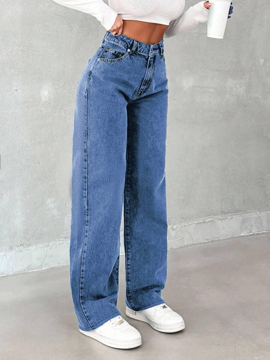 SHEIN SPODNIE JEANS PROSTA NOGAWKA S06__L