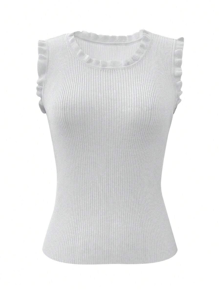SHEIN BIAŁY KLASYCZNY TOP FALBANA PK01__S