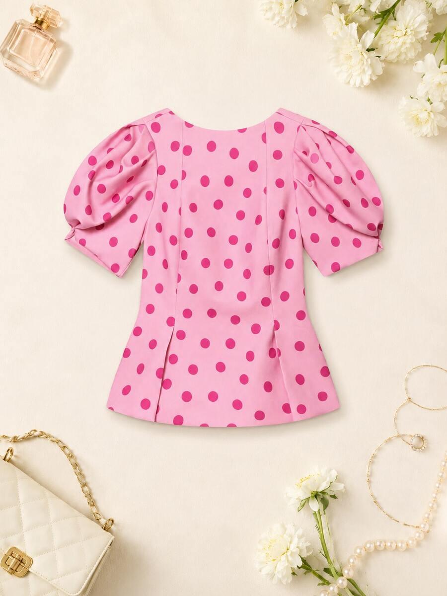 SHEIN RÓŻOWA BLUZKA W GROSZKI S06__L
